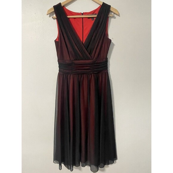 Connected Apparel Red and Black Midi Dress - Picture 9 of 9